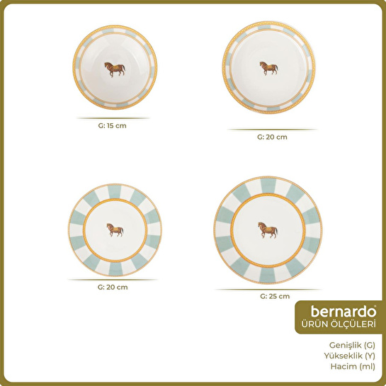 Bernardo Royal 24 Parça Porselen Yemek Takımı Yeşil