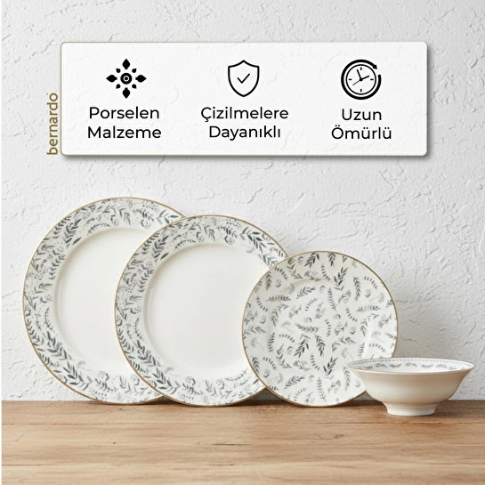 Bernardo Lotus 24 Parça Porselen Yemek Takımı
