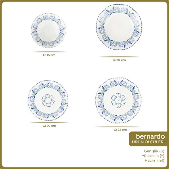 Bernardo Marlen 24 Parça Porselen Yemek Takımı