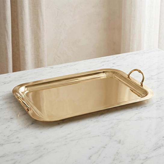 Lucky Art Gold Paslanmaz Çelik Dekoratif Büyük Tepsi 63 Cm