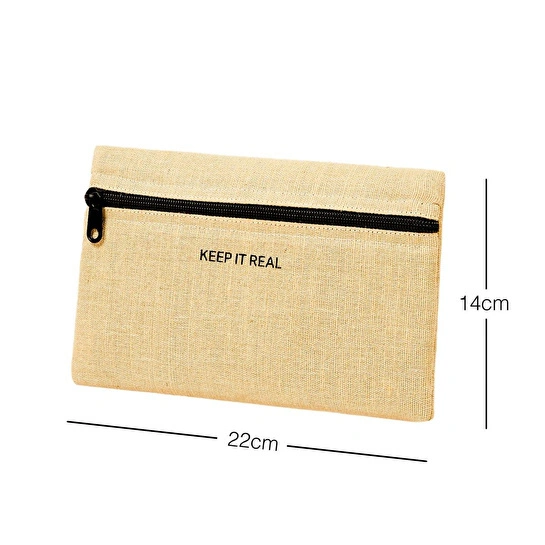 Ocean Home Textile Termal Yalıtımlı Jüt Keten Makyaj Çantası 22 X 14 Cm