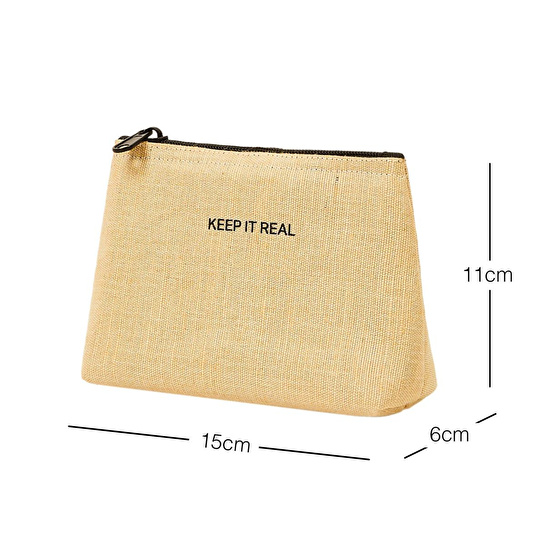 Ocean Home Textile Termal Yalıtımlı Jüt Keten Makyaj Çantası 15 X 11 X 6 Cm