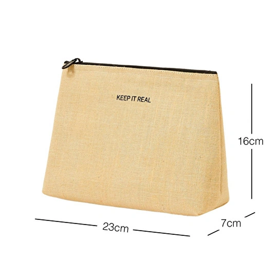 Ocean Home Textile Termal Yalıtımlı Jüt Keten Makyaj Çantası 23 X 16 X 7 Cm