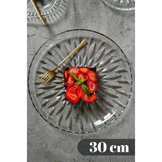 Vienev 1 Adet Cam Yuvarlak Servis Tabağı 30 Cm