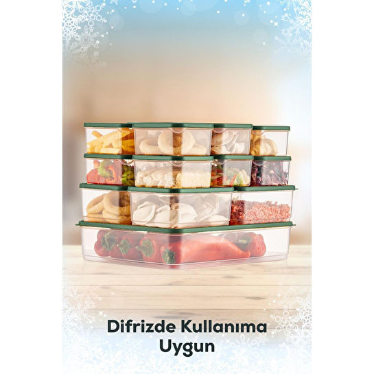 Vienev 17'li Buzdolabı Düzenleyici Organizer Mikrodalgaya Uygun Difriz Saklama Kabı Yeşil