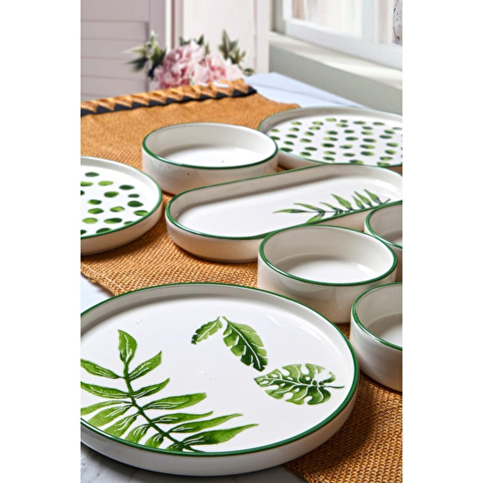 Vienev Art Botanik 14 Parça Stackable Kahvaltı Takımı Sunum Tabağı