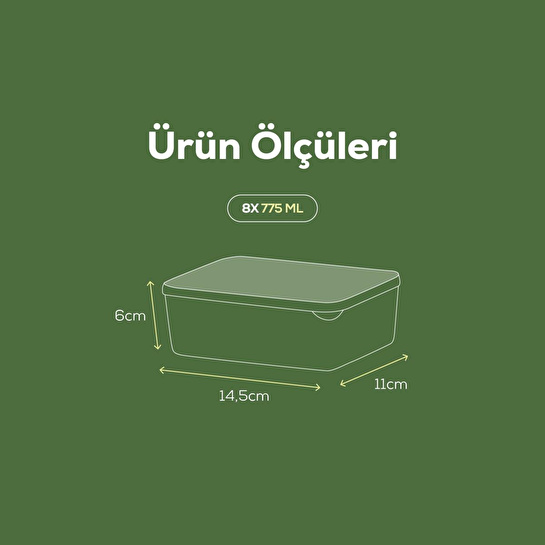 Vienev 8'li Buzdolabı Düzenleyici Organizer Mikrodalgaya Uygun Difriz Saklama Kabı Yeşil