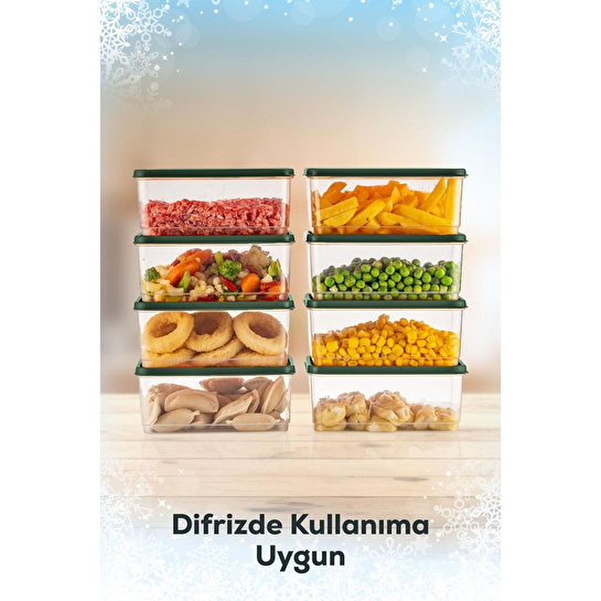 Vienev 8'li Buzdolabı Düzenleyici Organizer Mikrodalgaya Uygun Difriz Saklama Kabı Yeşil