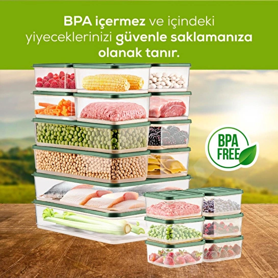 Vienev 20'li Buzdolabı Düzenleyici Organizer Mikrodalgaya Uygun Difriz Saklama Kabı Yeşil
