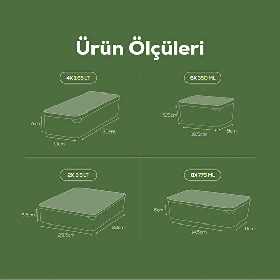Vienev 20'li Buzdolabı Düzenleyici Organizer Mikrodalgaya Uygun Difriz Saklama Kabı Yeşil
