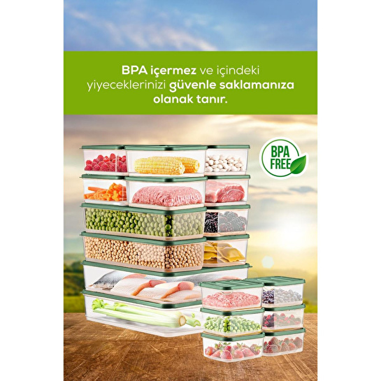 Vienev 20'li Buzdolabı Düzenleyici Organizer Mikrodalgaya Uygun Difriz Saklama Kabı Yeşil