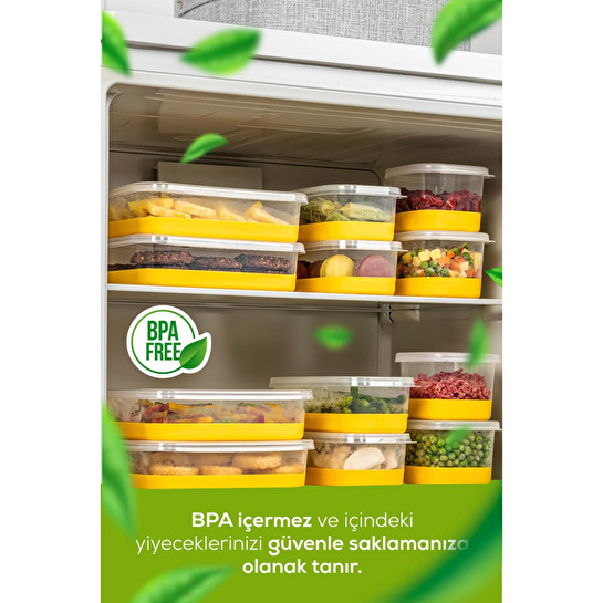 Vienev 4 Parça 1000 Ml Yumuşak Tabanlı Derin Dondurucu - Difriz Saklama Kabı Sarı