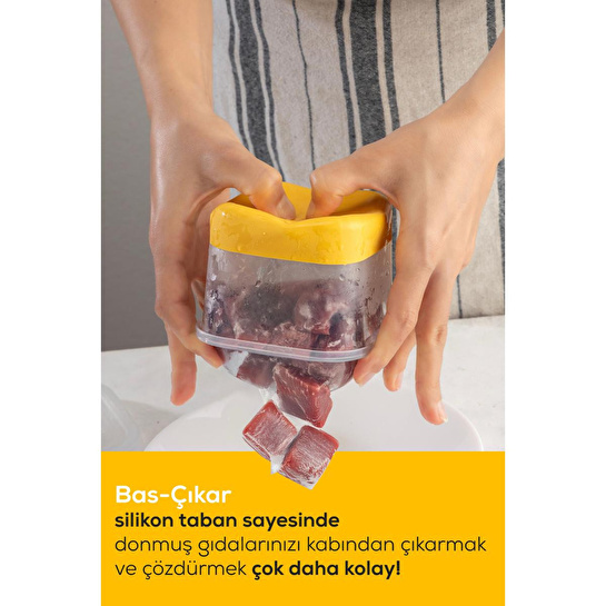 Vienev 4 Parça 1000 Ml Yumuşak Tabanlı Derin Dondurucu - Difriz Saklama Kabı Sarı