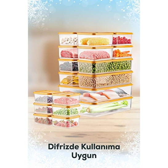 Vienev 20'li Buzdolabı Düzenleyici Organizer Mikrodalgaya Uygun Difriz Saklama Kabı Turuncu