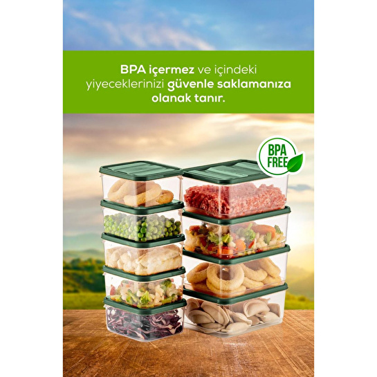 Vienev 10'lu Buzdolabı Düzenleyici Organizer Mikrodalgaya Uygun Difriz Saklama Kabı Yeşil