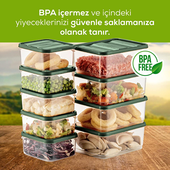 Vienev 10'lu Buzdolabı Düzenleyici Organizer Mikrodalgaya Uygun Difriz Saklama Kabı Yeşil