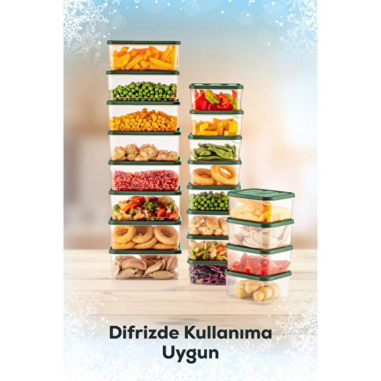 Vienev 20'li Buzdolabı Düzenleyici Organizer Mikrodalgaya Uygun Difriz Saklama Kabı Yeşil