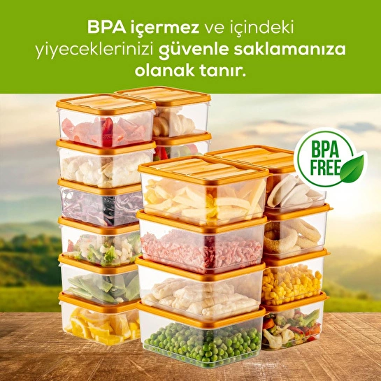 Vienev 20'li Buzdolabı Düzenleyici Organizer Mikrodalgaya Uygun Difriz Saklama Kabı Turuncu