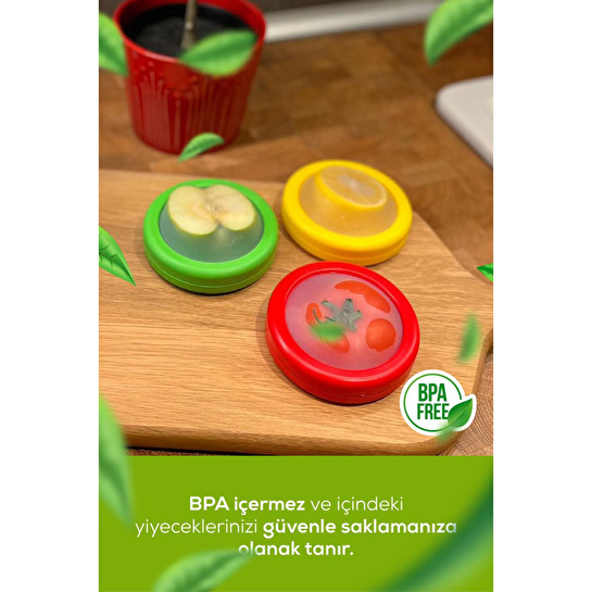 Vienev 3'lü Buzdolabı Için Yarım Meyve Ve Sebze Koruma Kabı - Limon, Soğan, Domates Saklama Kutusu Renkli
