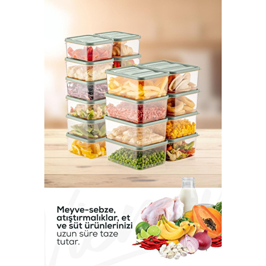 Vienev Mikrodalga Ve Difrize Uygun 20 Parça Buzdolabı Düzenleyici Organizer Saklama Kabı Seti Mint