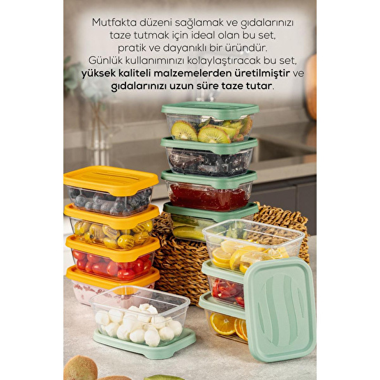 Vienev 12'li 400 Ml Bono Dikdörtgen Saklama Kabı Seti Renkli