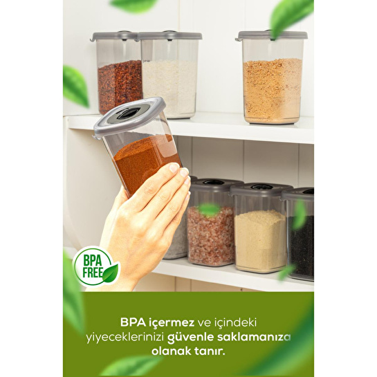 Vienev 12'li Döner Başlık Kapaklı Etiketli Hava Geçirmez 0,45 Lt Baharat Saklama Seti