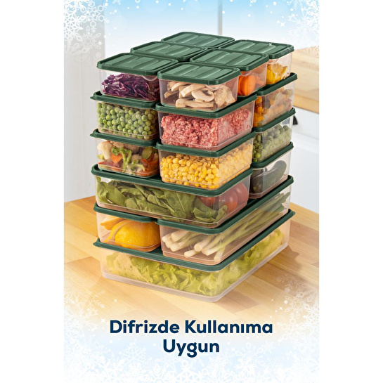 Vienev 19'lu Buzdolabı Düzenleyici Organizer Mikrodalgaya Uygun Difriz Saklama Kabı Yeşil