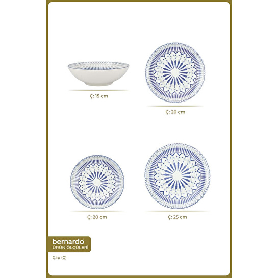 Bernardo Atina 24 Parça Porselen Yemek Takımı