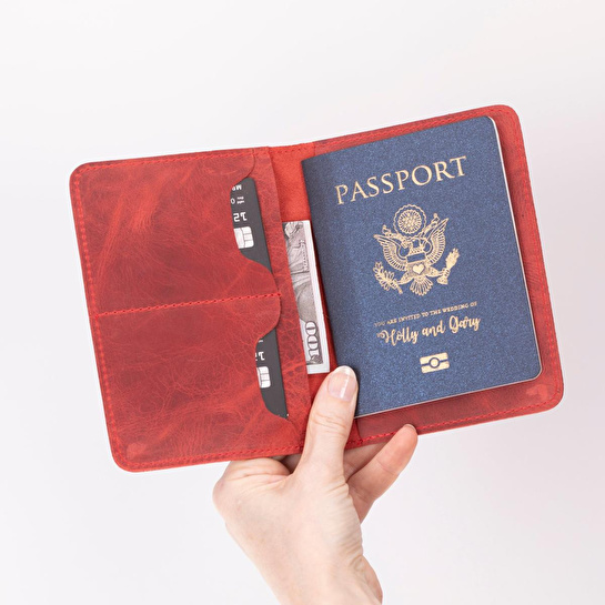 Bloominbag Viaggio Voyager Red Deri Pasaport Ve Kart Kılıfı