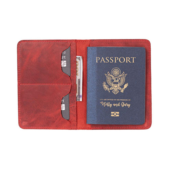 Bloominbag Viaggio Voyager Red Deri Pasaport Ve Kart Kılıfı