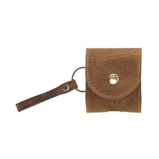 Bloominbag Aurel Mocca Sand Charm Hakiki Deri Airpods Kılıfı – Airpods 1 & 2 Uyumlu