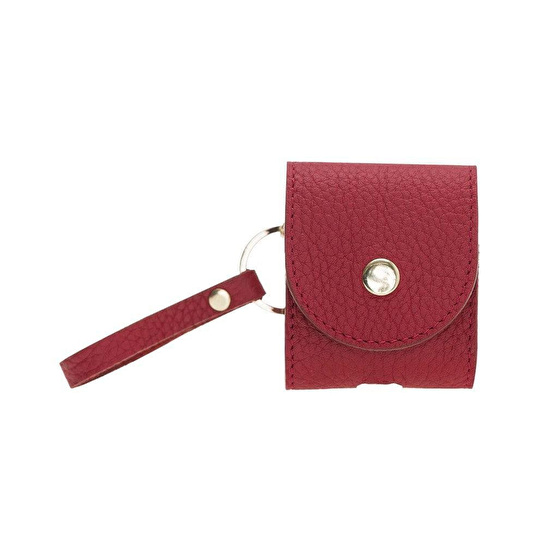 Bloominbag Aurel Crimson Rouge Charm Hakiki Deri Airpods Kılıfı – Airpods 1 & 2 Uyumlu