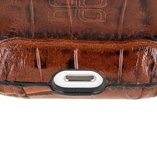Bloominbag Aurel Hook Crocodile Brown Hakiki Deri Airpods Pro Kılıfı – Airpods Pro 1 & 2 Uyumlu