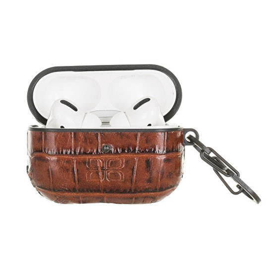 Bloominbag Aurel Hook Crocodile Brown Hakiki Deri Airpods Pro Kılıfı – Airpods Pro 1 & 2 Uyumlu