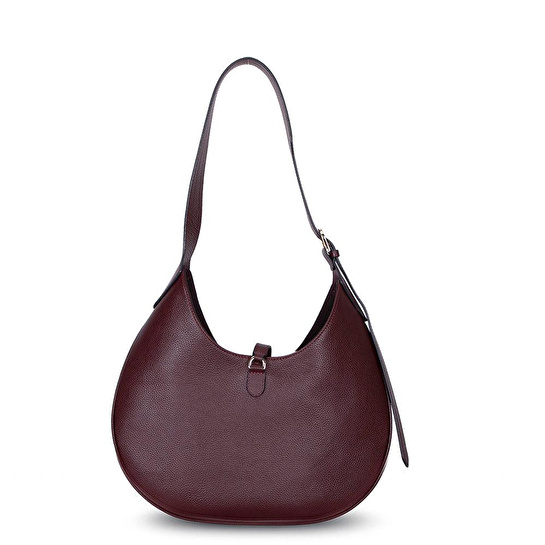 Bloominbag Crescente Vintage Merlot Hakiki Deri Kadın Yarım Ay Formlu, El Yapımı Omuz Çantası