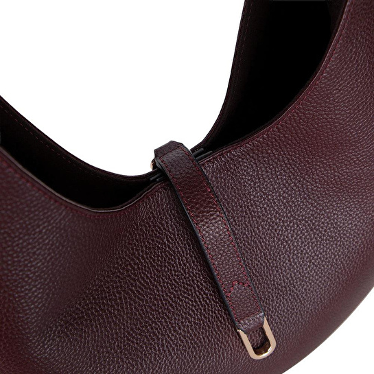 Bloominbag Crescente Vintage Merlot Hakiki Deri Kadın Yarım Ay Formlu, El Yapımı Omuz Çantası