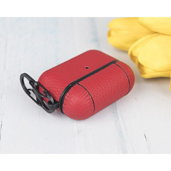 Bloominbag Aurel Hook Crimson Red Hakiki Deri Airpods Pro Kılıfı – Airpods Pro 1 & 2 Uyumlu