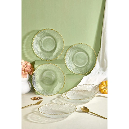 Lora Bianca Goblen Şeffaf 6 Parça 21 Cm Yemek Tabağı Seti