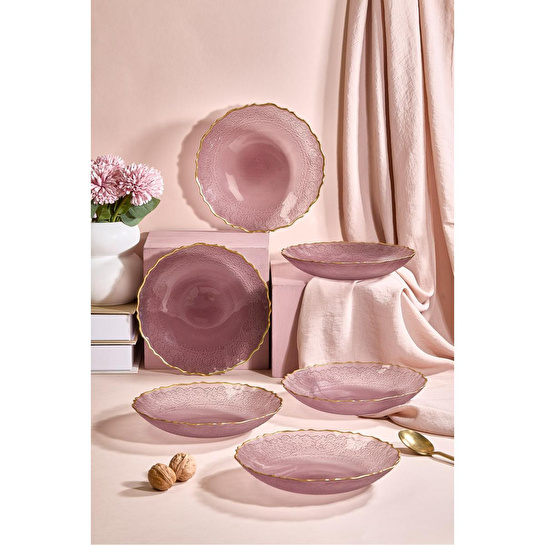 Lora Bianca Goblen Mürdüm 6 Parça 21 Cm Yemek Tabağı Seti