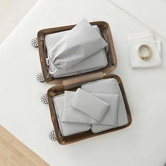 Ocean Home Textile 8'li Gri Balıksırtı Bavul İçi Düzenleyici Set