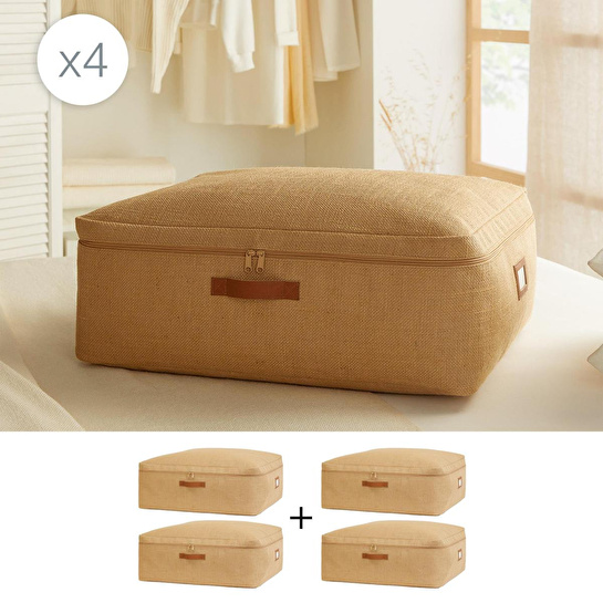 Ocean Home Textile 4'lü Büyük Boy Jüt Baza Altı Hurç Set 62 X 46 X 22 Cm