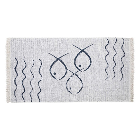 Mudo Home Larissa Fish Çi̇ft Tarafli Ki̇li̇m Laci̇vert Beyaz 80x150