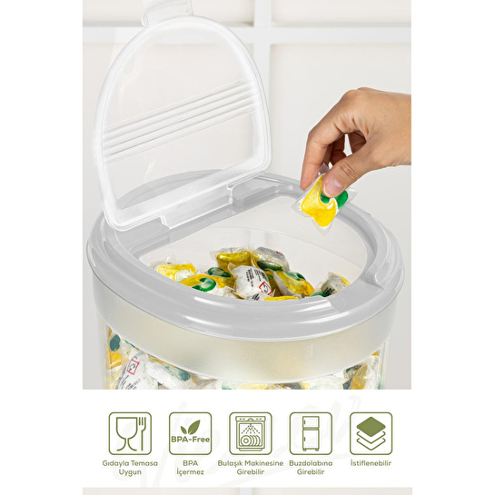 Vienev 4'lü 8 Litre Büyük Boy Plastik Deterjan Saklama Kutusu – Açık Gri Kapaklı