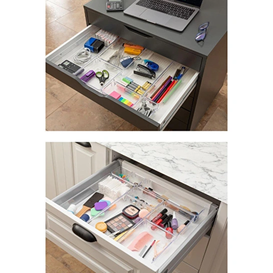 Vienev 7'li Şeffaf Çekmece Içi Düzenleyici Organizer 2x(o.dkdrtgn) 4x(k.dkdrtgn) 1x(d.dktrgn)