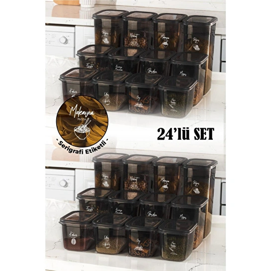 Vienev Beyaz Serigrafi Etiketli 24lü Set Peggy Dikdörtgen Saklama Kabı 8x(1,3 Li̇tre, 2 Li̇tre, 3,2 Li̇tre)