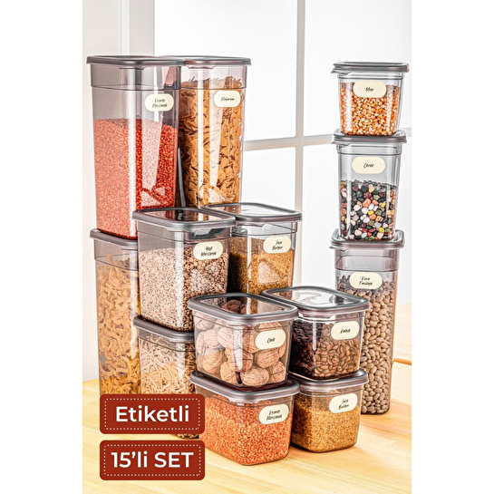 Vienev 15li Set Peggy Şeffaf Kapaklı Uzun Dikdörtgen Saklama Kabı 5x(1,3 Litre, 2 Litre, 3,2 Litre)