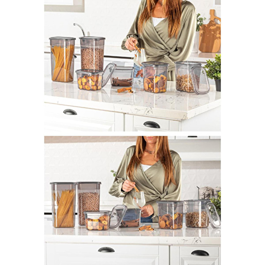 Vienev 15li Set Peggy Şeffaf Kapaklı Uzun Dikdörtgen Saklama Kabı 5x(1,3 Litre, 2 Litre, 3,2 Litre)