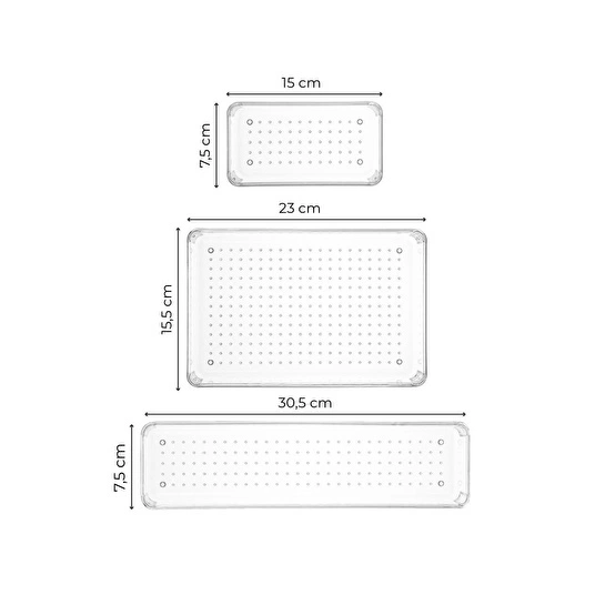 Vienev 9'lu Şeffaf Çekmece Içi Düzenleyici Organizer 4x(d.dkdrtgn,k.dkdrtgn) 1x(o.dkdrtgn)