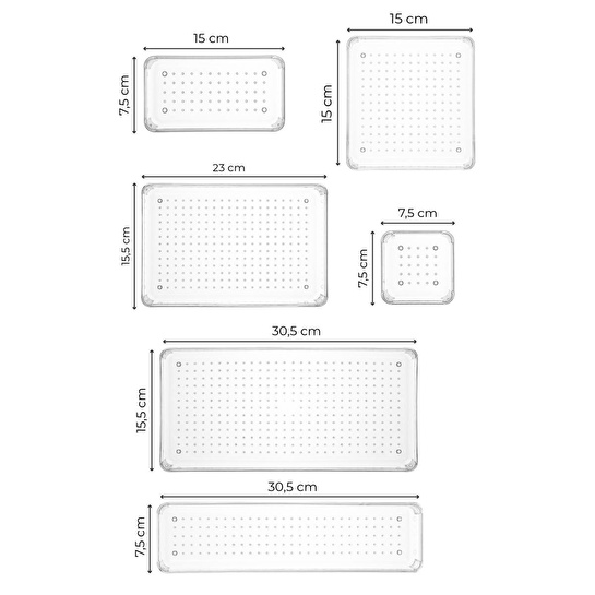 Vienev 8li Şeffaf Çekmece Içi Organizer 1x(b.dkdrtgn,b.kare,d.dkdrtgn,o.dkdrtgn)2x(k.dkdrtgn,k.kare)