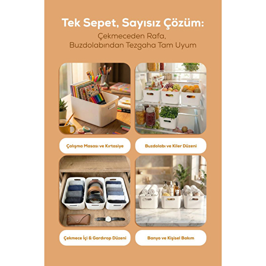 Vienev 3'lü Düzenleyici Saklama Kutusu Beyaz - Mutfak, Banyo Ve Makyaj Düzenleyici Organizer